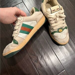 Gucci White and Green Sneakers